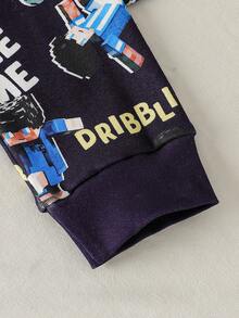 两件套男童贴身睡衣套装，兔子印花长袖上衣和长裤，弹力睡衣，适合春秋季穿着 - 彩色 - 查看 8