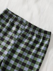 4件套/2套 男童恐龙印花蓝灰色长袖上衣搭配经典格子打底裤四件套睡衣套装，秋冬季休闲舒适装扮 - 彩色 - 查看 5