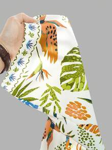SHEIN Girlism Tween Girl Casual Minimalist Comfortable Mid-Waist Tropical Print Long Pants Tween Girl - Green - View 6