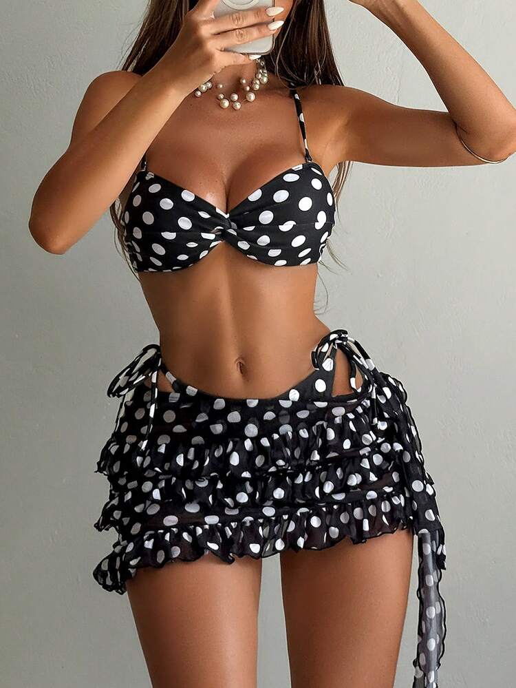 סט ביקיני מודפס לנשים, רב חלקים, חופשה, קז'ואל, מסיבת בריכה, שיזוף בחוף, סט ביקיני SS 2025 - ריבוי צבעים - ראה 4