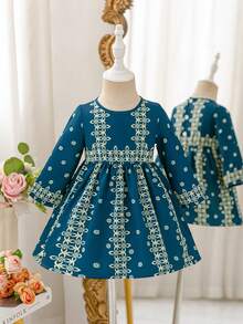 Glamorique Kids 少女连衣裙，优雅节日礼服，适合正式场合 - 綠色 - 查看 3