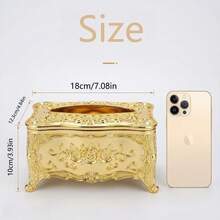 SHEIN 1 Stück vintage Taschentuchbox, für Festlichkeiten, Wohnaccessoires, Tisch, Wohndekoration, Heimorganisation und Lagerung, Raumdekoration, Schlafzimmerdekoration, Küchenausstattung, Küchenutensilien, Küchenorganiser, Reisen, Feiertage - Gold - Übersicht 7