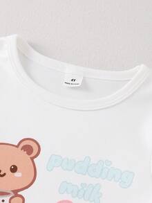 4pcs Girls Cute Bear Print Soft Pajama Set, Crew Neck Long Sleeve Top And Pants, Casual Homewear - Multicolor - View 4