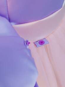 Glamorique Kids 四季皆宜的女婴花童婚礼礼服，无袖蕾丝薄纱裙，紫色和粉色撞色蝴蝶结露背优雅公主裙