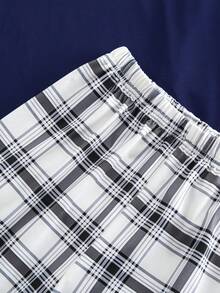 Bộ đồ ngủ mùa hè cho bé trai tuổi teen, áo tay ngắn và quần short kẻ caro, đồ mặc nhà thoải mái. - Nhiều màu - Xem 5