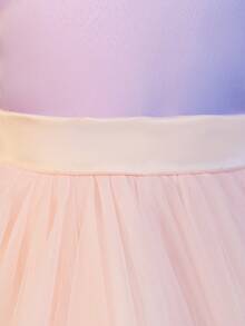 Glamorique Kids 四季皆宜的女婴花童婚礼礼服，无袖蕾丝薄纱裙，紫色和粉色撞色蝴蝶结露背优雅公主裙