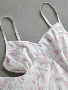 Bộ đồ ngủ 2 mảnh cho bé gái, màu hồng hoa văn, chất liệu satin mềm mại, gồm áo hai dây và quần short. - Nhiều màu - Xem 4