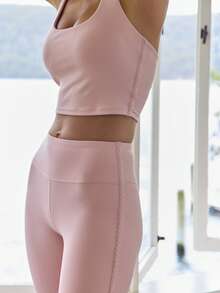 Aralina Quần legging nữ màu trơn, kiểu dáng thường ngày, có viền. - Hồng - Xem 6