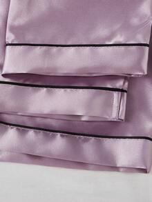 Bộ đồ thường ngày 3 món cho bé gái: Quần dài, quần short và áo thun ngắn tay cổ bẻ màu hồng nhạt trơn chất liệu vải. - Màu tím - Xem 6