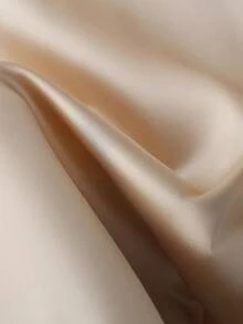 EMERY ROSE 女士衬衫，垂褶领，短袖，下摆系带，休闲宽松版型，百搭日常穿着。女士缎面上衣，女士上衣，优雅女士上衣，女士丝绸上衣，女士缎面衬衫，女士金色衬衫，女士金色上衣，女士金色垂褶上衣 - 香檳色 - 查看 6