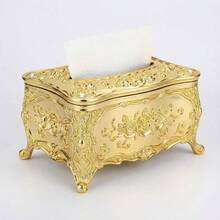 SHEIN 1 Stück vintage Taschentuchbox, für Festlichkeiten, Wohnaccessoires, Tisch, Wohndekoration, Heimorganisation und Lagerung, Raumdekoration, Schlafzimmerdekoration, Küchenausstattung, Küchenutensilien, Küchenorganiser, Reisen, Feiertage - Gold - Übersicht 4