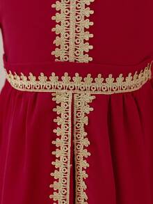 Glamorique Kids Kleine Mädchen Kleid, elegant & arabisch, geeignet für formelle Anlässe - Rot - Übersicht 5