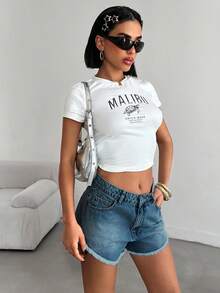 100%Cotton SUPER MINI WHITE SHORT RAW HEM - 250 GR - Màu xanh ngọc - Xem 5