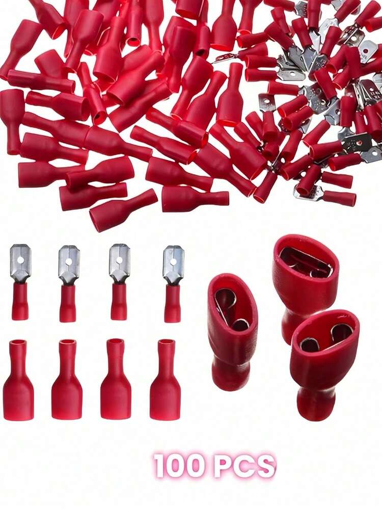 100/280/300 件套绝缘电线电缆连接器套件，包含环形、叉形和铲形端子，适用于汽车、家庭布线和 DIY 项目，是电气压接工具和 DIY 配件的理想选择。 - 彩色 - 查看 7