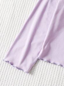 مجموعة بنطلون ولباس علوي بأكمام طويلة لون بنفسجي غامق بيجامات مريحة للبنات قطعتان - الأرجواني - مشاهدة 12