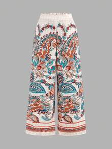 SHEIN Girlism Quần ống lửng thoải mái, họa tiết retro dành cho bé gái tuổi teen. - Nhiều màu - Xem 5