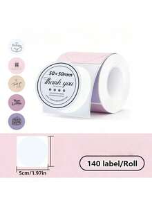 1卷 50mm x 50mm（1.97英寸）圆形白色热敏贴纸，防撕裂，高品质，适用于DIY标签，可用于制作Logo、二维码、地址、包装、收纳、办公、家居、小型企业用品和手工项目 - 彩色 - 查看 15