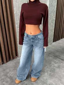 EURMUSE LOW RISE WIDELEG Y2K STYLE GREY JEAN - Baby Blue - View 3