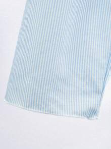 青少年/男士休闲条纹马图案印花褶皱面料长袖开衫和长裤家居服套装 - 藍色 - 查看 7