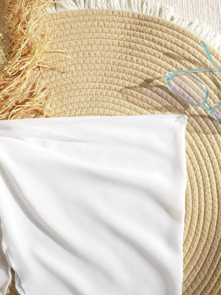 SHEIN סארונג חוף ממתכת עם קישוטי כוכבי ים לבנות - לבן - ראה 5