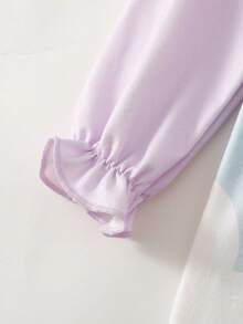 Baby Girls' Unicorn, Rainbow, Cloud & Moon Print Ruffle Hem Loose Comfortable Long Sleeve Dress, Nightgown & Loungewear - Purple - View 5