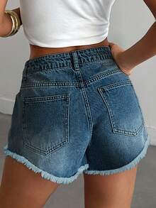 100%Cotton SUPER MINI WHITE SHORT RAW HEM - 250 GR - Màu xanh ngọc - Xem 2