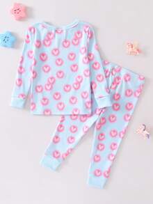 SHEIN Perso Play 2pcs Baby Girls' Cute Unicorn Print Bodysuit & Leggings Pajama Set - Blue - View 2