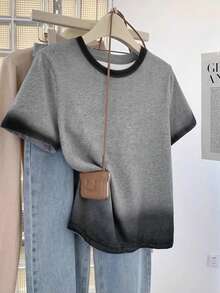 Resyla Áo thun ngắn tay nữ cao cấp màu xám gradient, kiểu dáng mới bán chạy, hoàn hảo cho việc mua sắm và đi chơi với bạn bè, phong cách mùa xuân và mùa hè đa năng và bắt mắt. - Nhiều màu - Xem 3