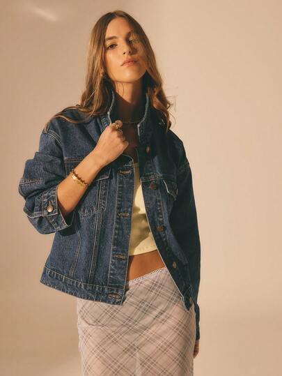 Aralina Chaqueta vaquera con botones y detalle de cintura en la espalda, estilo casual de verano/invierno, estilo callejero Y2K de Estocolmo