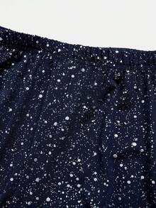 SHEIN Spodnie obcisłe z wysokim stanem i brokatem dla nastolatek, modne na imprezę, jesienne urodziny, elegancki styl vintage, randka, urodziny, podstawowa impreza, brokatowe, elastyczne, obcisłe legginsy kompresyjne z wysokim stanem, dopasowane spodnie do jogi - Granatowy - Zobacz 4