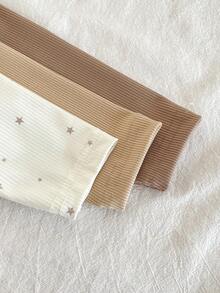 3pcs Newborn Baby Rompers, Cute Star Print , Long Sleeve Footed Jumpsuit Home Outfit Set