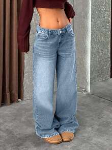 EURMUSE LOW RISE WIDELEG Y2K STYLE GREY JEAN - Baby Blue - View 4
