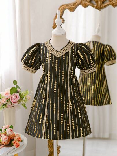 Glamorique Kids Klänning för unga flickor, elegant festivalklänning, lämplig för formella tillfällen,