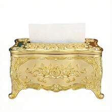 SHEIN 1 Stück vintage Taschentuchbox, für Festlichkeiten, Wohnaccessoires, Tisch, Wohndekoration, Heimorganisation und Lagerung, Raumdekoration, Schlafzimmerdekoration, Küchenausstattung, Küchenutensilien, Küchenorganiser, Reisen, Feiertage - Gold - Übersicht 9