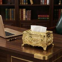 SHEIN 1 Stück vintage Taschentuchbox, für Festlichkeiten, Wohnaccessoires, Tisch, Wohndekoration, Heimorganisation und Lagerung, Raumdekoration, Schlafzimmerdekoration, Küchenausstattung, Küchenutensilien, Küchenorganiser, Reisen, Feiertage - Gold - Übersicht 8