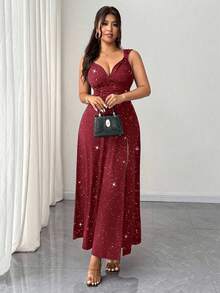 Rafferiza 女士黑色优雅纯色V领高弹紧身派对连衣裙，百搭时尚开衩设计，适合约会/派对/夜店/街头/万圣节/情人节/生日等场合，也可作为婚礼宾客礼服、优雅连衣裙或乡村音乐会服装。 - 紅色 - 查看 4