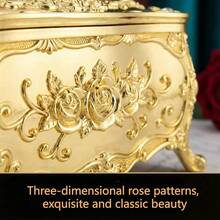 SHEIN 1 Stück vintage Taschentuchbox, für Festlichkeiten, Wohnaccessoires, Tisch, Wohndekoration, Heimorganisation und Lagerung, Raumdekoration, Schlafzimmerdekoration, Küchenausstattung, Küchenutensilien, Küchenorganiser, Reisen, Feiertage - Gold - Übersicht 2