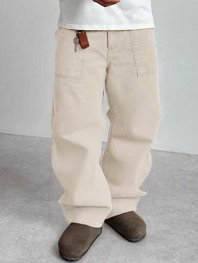 DAZY Men's Casual Solid Color Straight Leg Jeans, Autumn