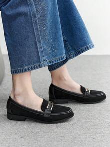 CUCCOO BIZCHIC Handmade Stitched Flat Loafers For Women - Black - View 5