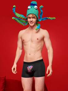 Notgurli Men's Slogan Print Low Waist Comfortable Boxer Briefs - Multicolor - View 6