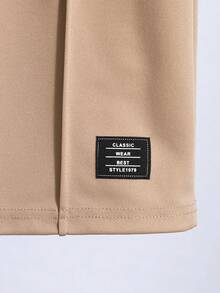 SHEIN Mirajuku 男童休闲短袖上衣和短裤两件套，加大码 - 卡其色 - 查看 8