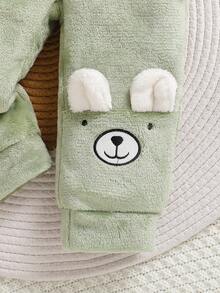 Vintaside Kids Bộ áo dài tay và quần dài họa tiết gấu dễ thương cho bé trai, phối màu xanh lá cây và trắng, thích hợp mặc hàng ngày, trong nhà và ngoài trời, mùa thu/đông. - màu xanh lá - Xem 5