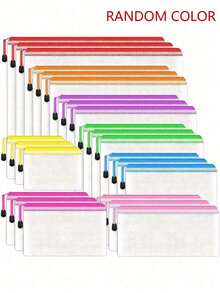 45-częściowe torby na dokumenty z siatki z zamkiem błyskawicznym (rozmiary A4/B4/A5/B5/A6/B6) – losowe kolory, artykuły biurowe do organizacji i przechowywania dokumentów - Wielokolorowe - Zobacz 8