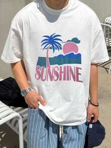 DAZY 夏季字母图案印花泡沫白色圆领男士T恤 - 白色 - 查看 3