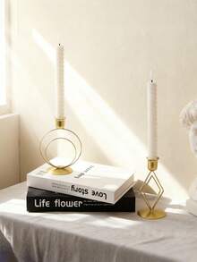 Cirelle Geometric Candle Holder - Metal Wedding & Ramadan Centerpiece, Light Luxury Table Decor For Eid & Anniversary Gift - Gold - View 11