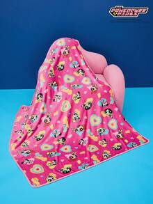 THE POWERPUFF GIRLS X Joivida 1件装花朵、泡泡、毛茛图案加厚紫色印花法兰绒毯，柔软保暖，不易掉毛，可爱睡衣风格，多种尺寸可选，适合沙发、床、午睡、Y2K风格