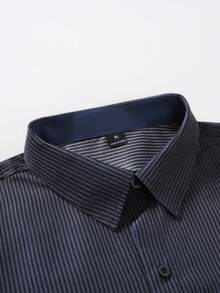 Manfinity Mode Men's Casual/Office Commute Striped Print Patchwork Pocket Long Sleeve Shirt, Spring/Autumn - Multicolor - View 4