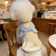 PETSIN Pet Autumn And Winter Stripe Bow Vest Teddy Schnauzer Small Cat Dog Coat Puppy Clothes Dog Clothes For Small Dogs - Blue - View 4