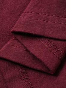 DAZY Women's Loose Casual Business V-Neck Short Sleeve T-Shirt, Fashion Office/Street Wear, Red, Spring/Summer - Burgundy - View 7