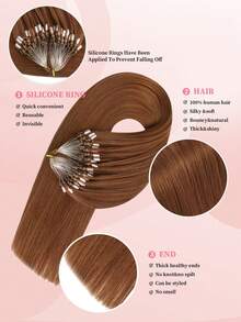 50 年代 Microlink 接发 真人发 33# 铜红色雷米微珠接发 超顺滑超柔软 女士微环接发 - S33 - 查看 4